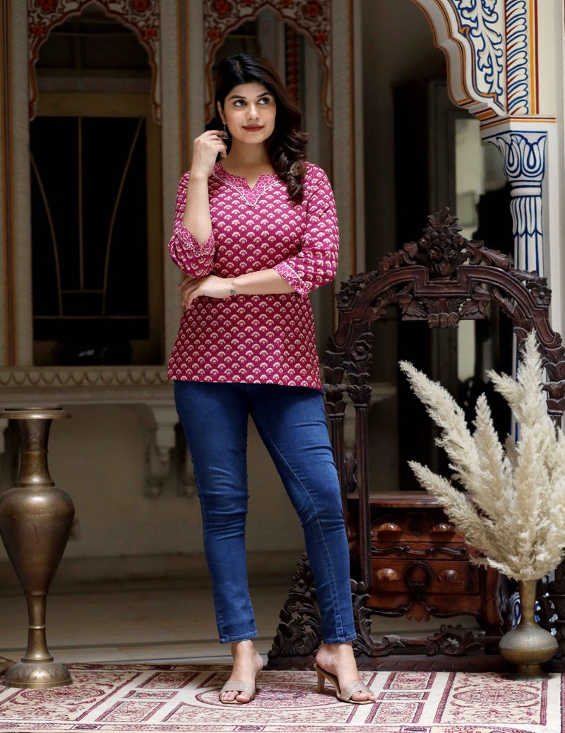 Miravan Floral Printed Cotton Top for Women - Image 5